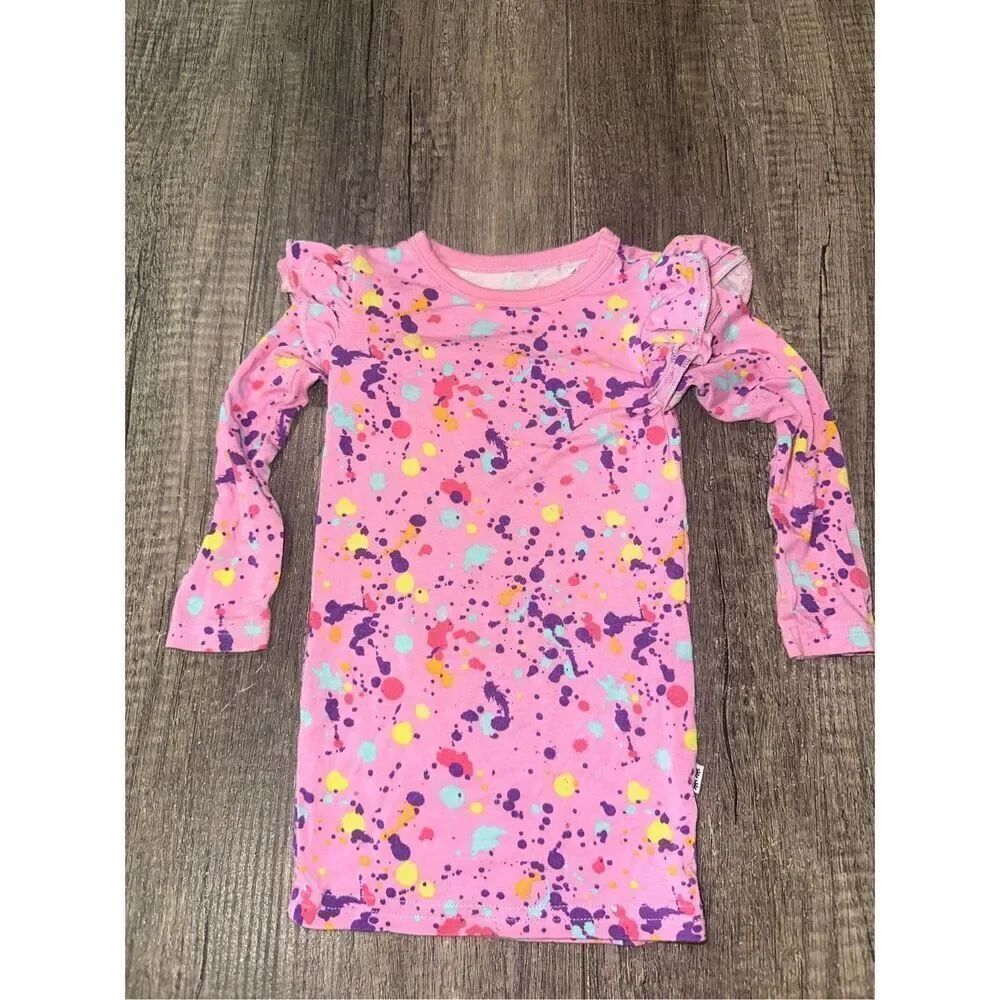 Little Sleepies Play Flutter Tee Long Sleeve Pink Paint Platter 6-12 months